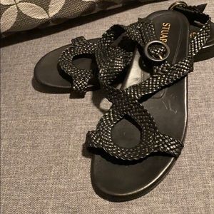 Great STUART WEITSMAN  , black , braided leather